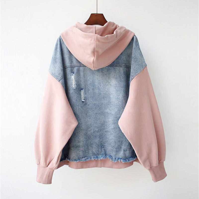 Denim Hoodie Combo Jacket