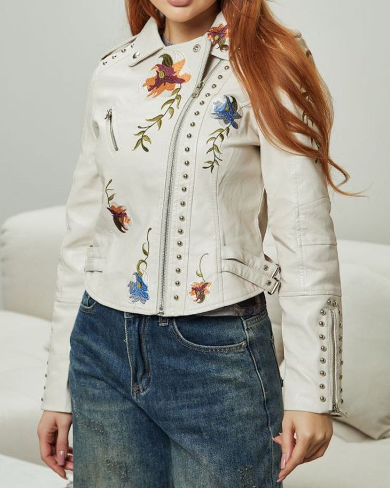 Aurora Floral Leather Jacket
