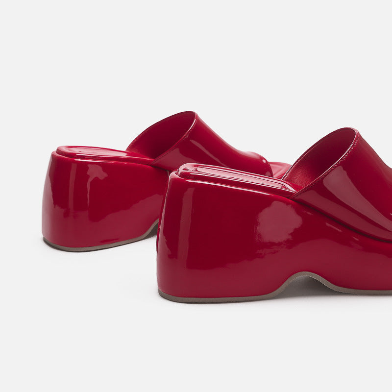 Fiorella Glossy Platform Mules