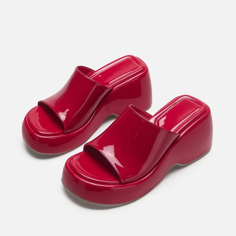 Fiorella Glossy Platform Mules