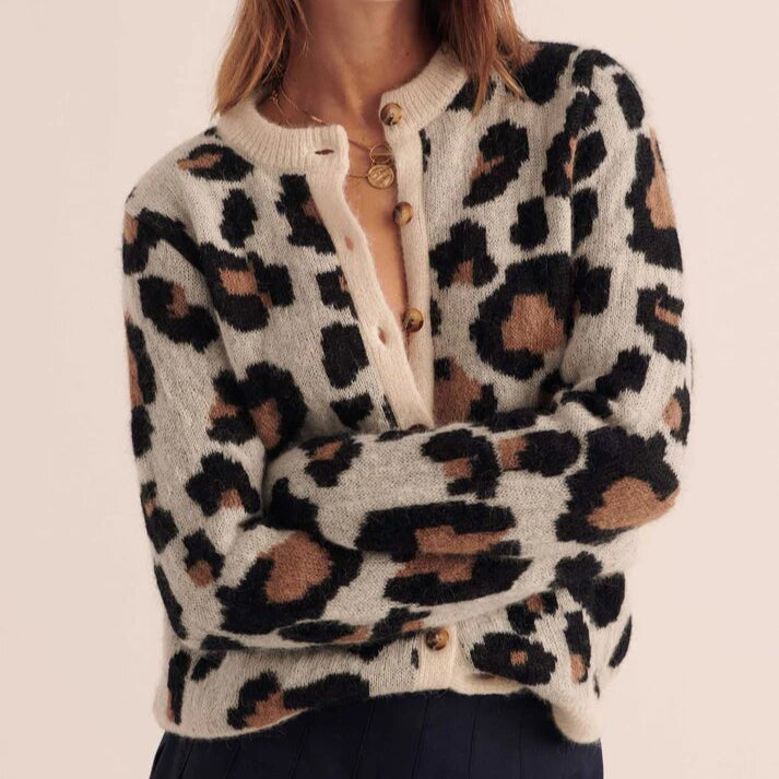 Isabella Leopard Knit Cardigan
