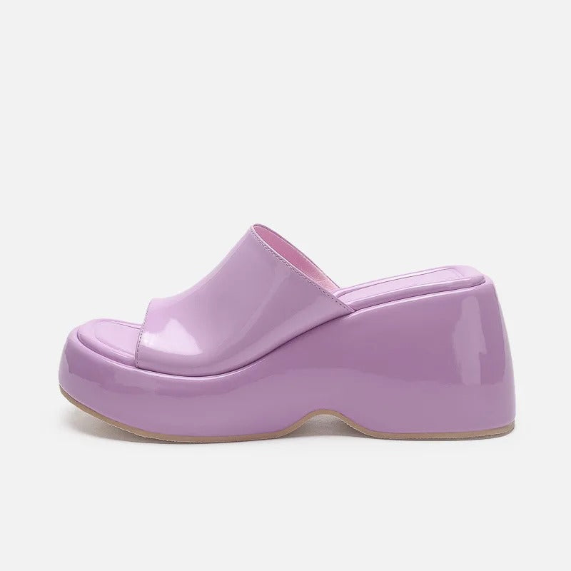 Fiorella Glossy Platform Mules