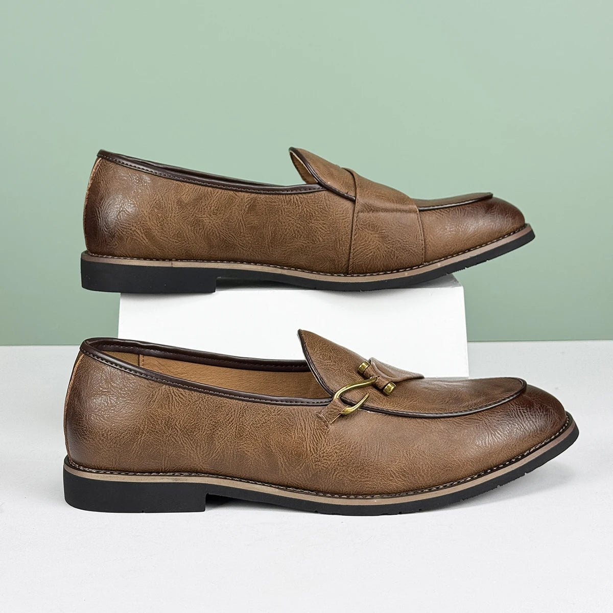 Halston Leather Loafers