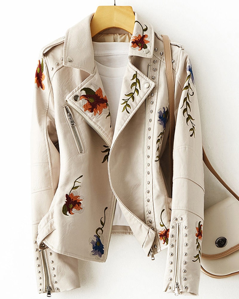 Aurora Floral Leather Jacket