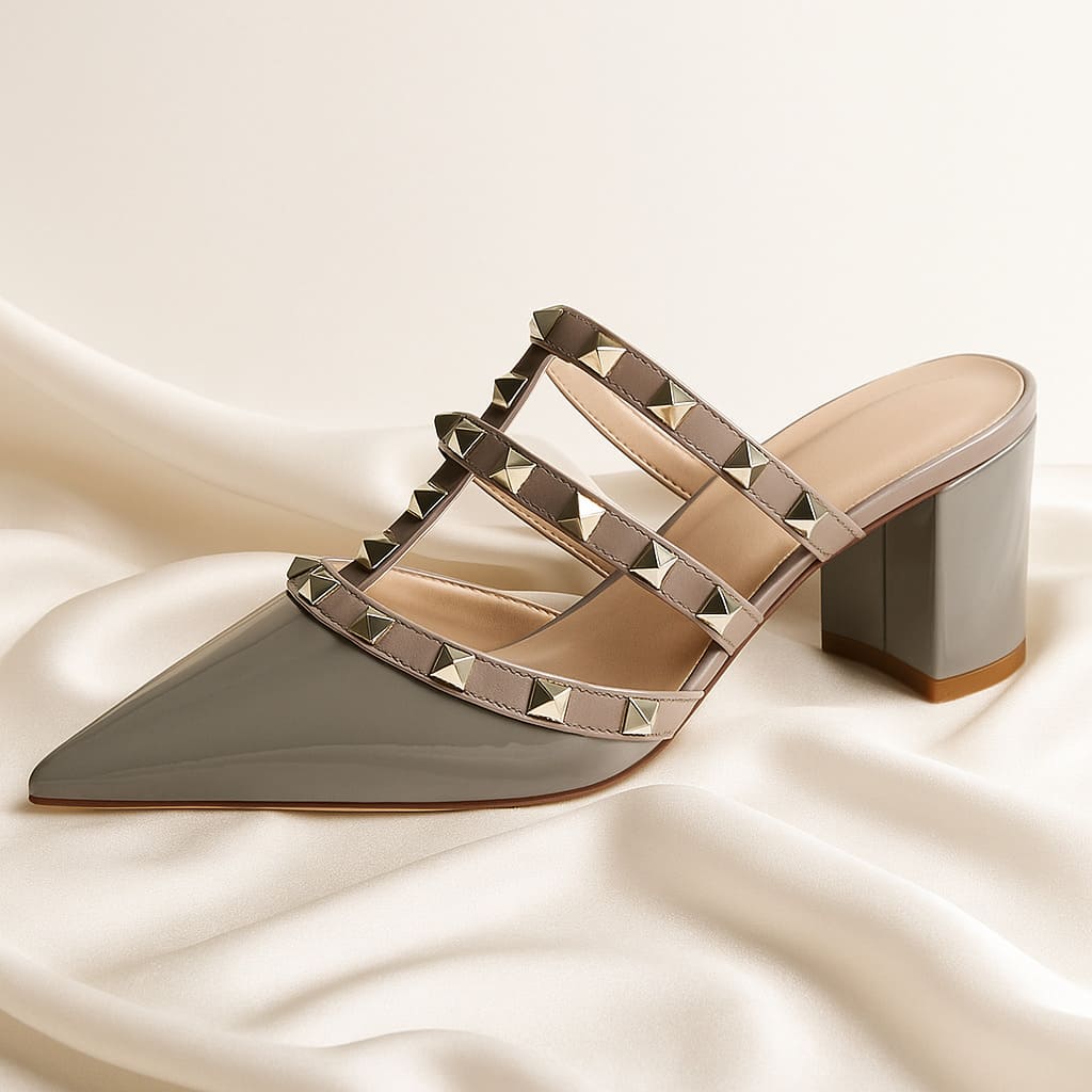 Valeria Studded Heel Mules