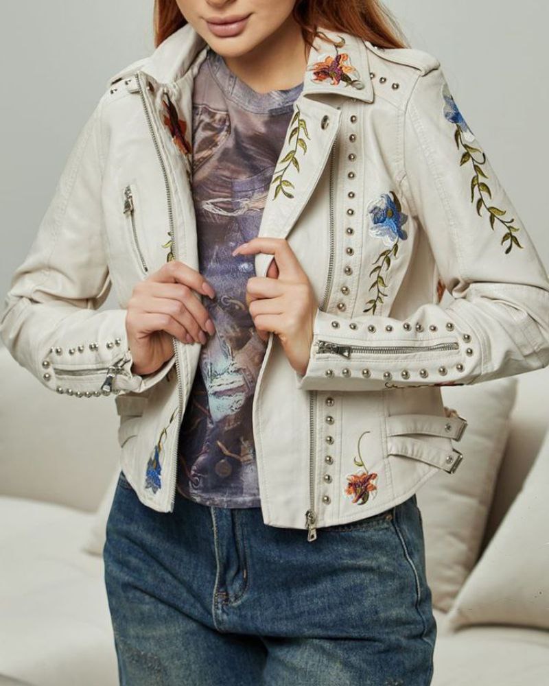 Aurora Floral Leather Jacket