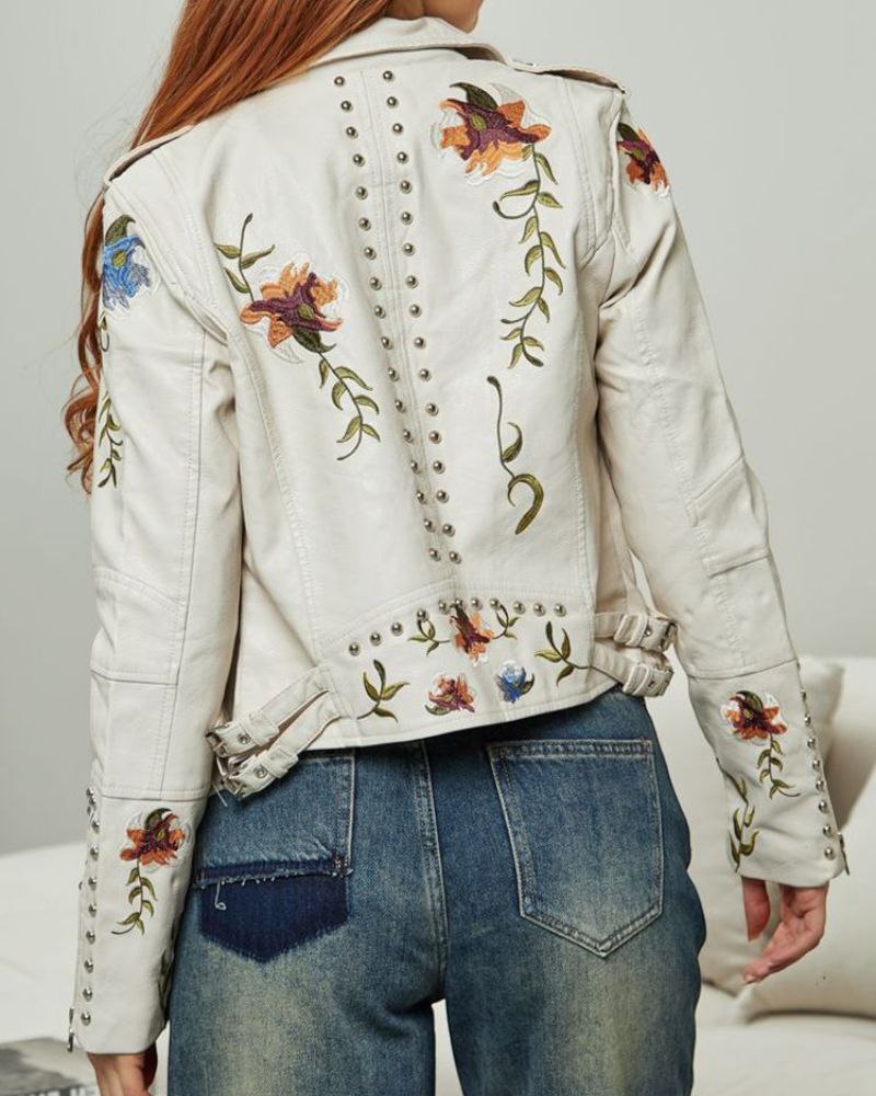 Aurora Floral Leather Jacket