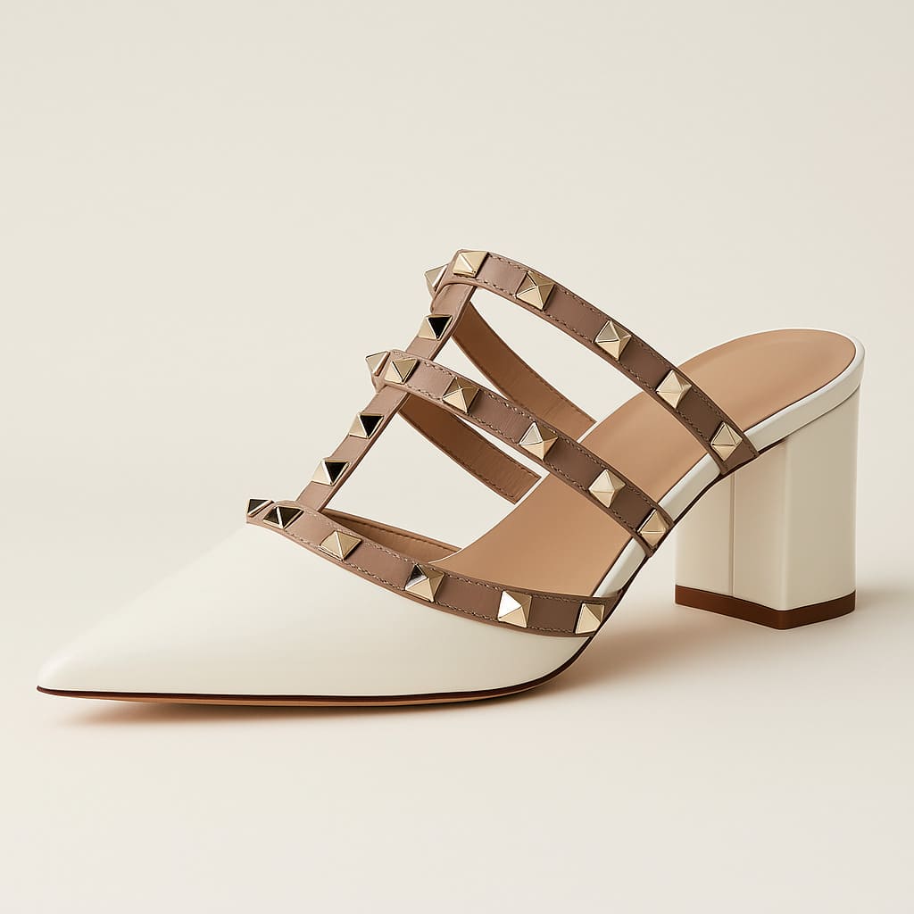 Valeria Studded Heel Mules